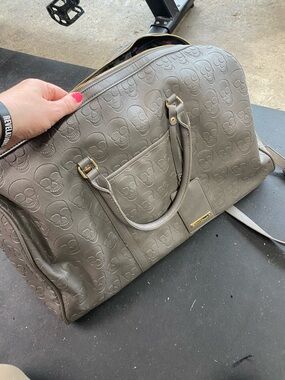 Betsey Johnson Gray Embossed Skull Weekender Tote